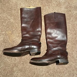 Frye Brown Leather Lindsey Plate Tall Riding Boots size 7